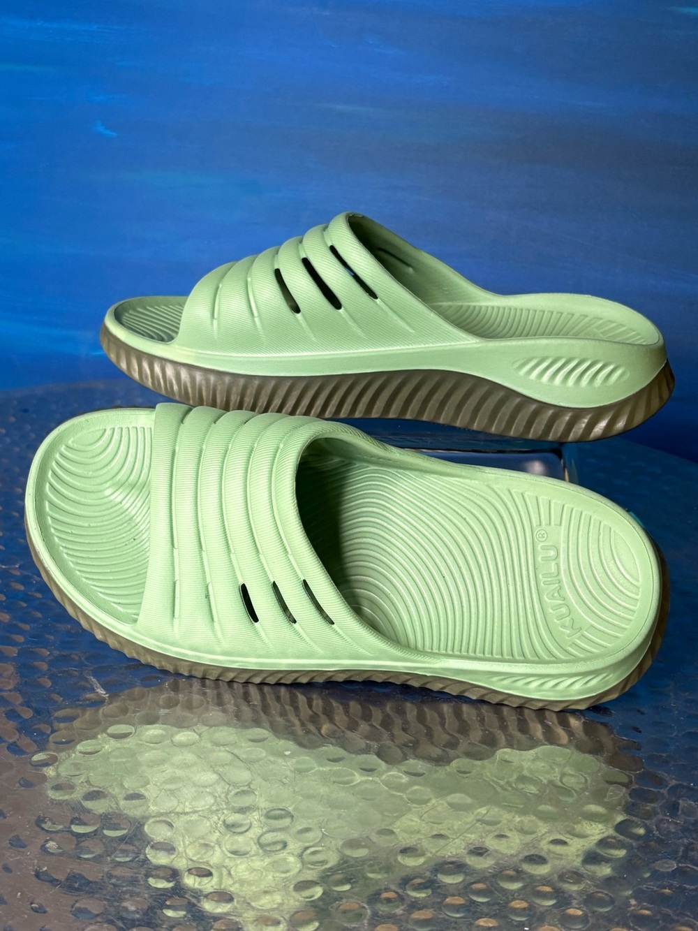 🆕 Kuailu Lightweight Recovery Seafoam Mint Green Slide Sandals Slippers Comfort